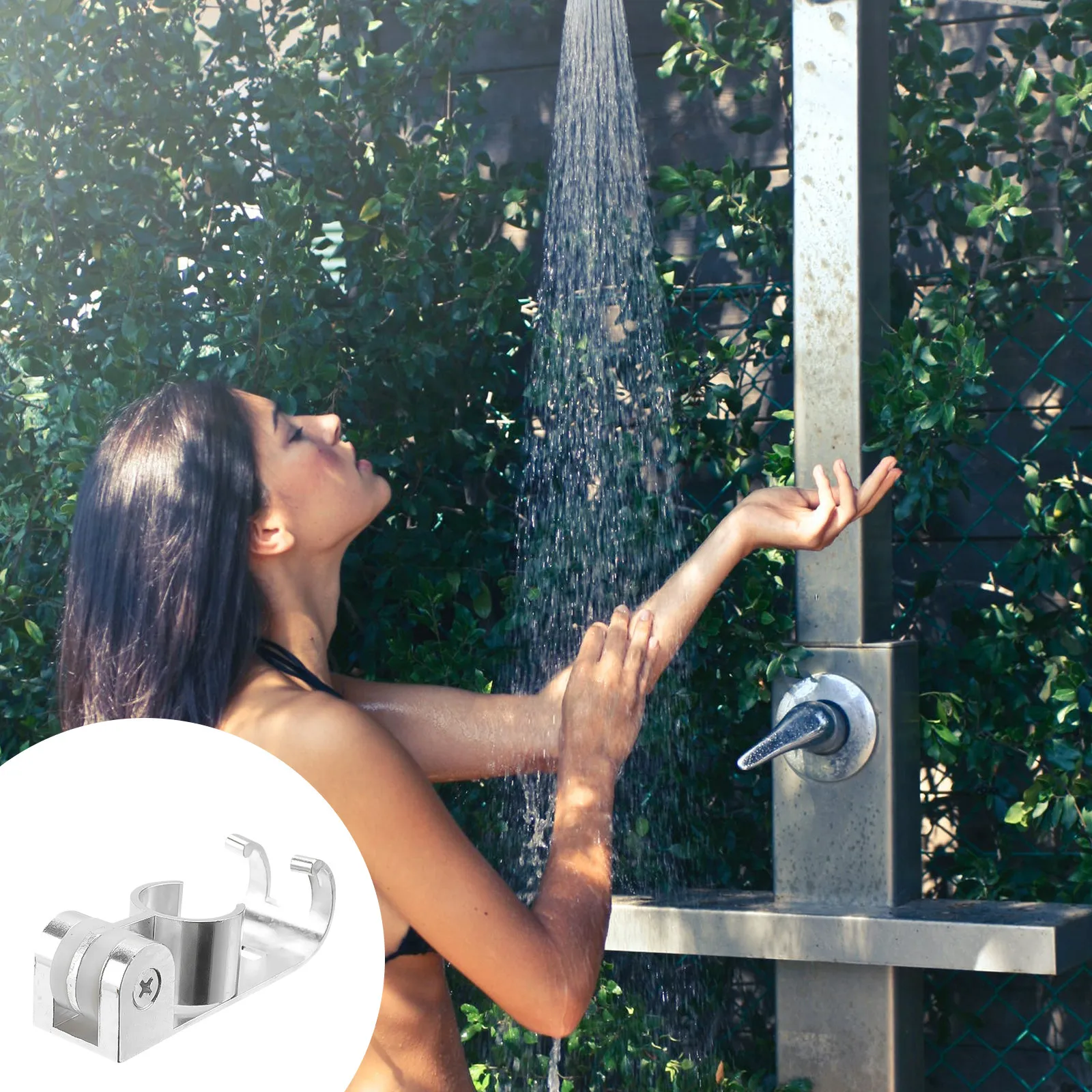 

Heavy Duty Lightweight Adjustable Shower Holder Space Aluminum with Built-in Towel Hook for Children Seniors Easy Install