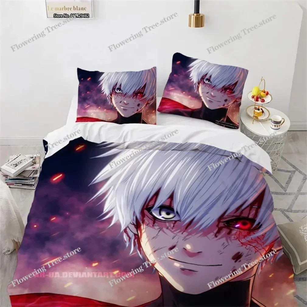 

3D Print Anime Tokyo Ghoul Kaneki Ken Bedding Set,Tokyo Ghoul Duvet Cover Bed Set Quilt Cover Pillowcase Comforter king Queen