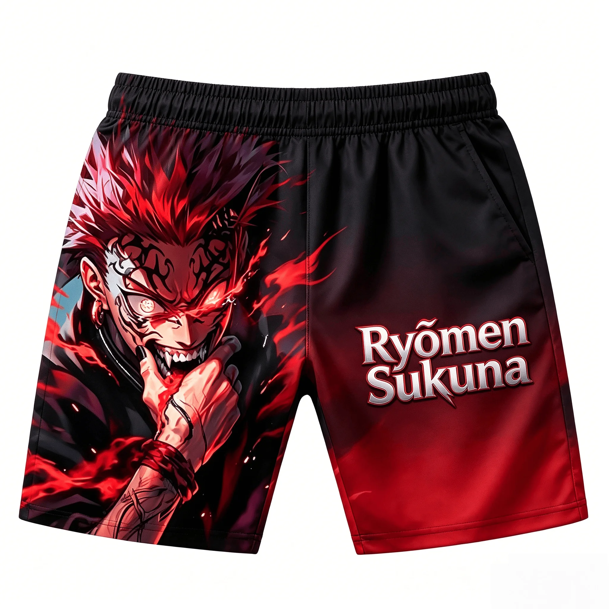 2026 Summer Jujutsu Kaisen Ryomen Sukuna Quick Dry Gym Shorts, Men's Unisex Anime Print Running Sports Board Casual Shorts