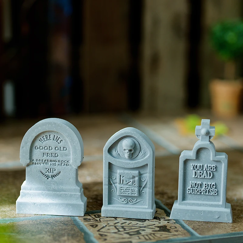 

Halloween Series Tombstone Cross Scented Candle Silicone Mold DIY Cement Concrete Scented Plaster Resin Molds