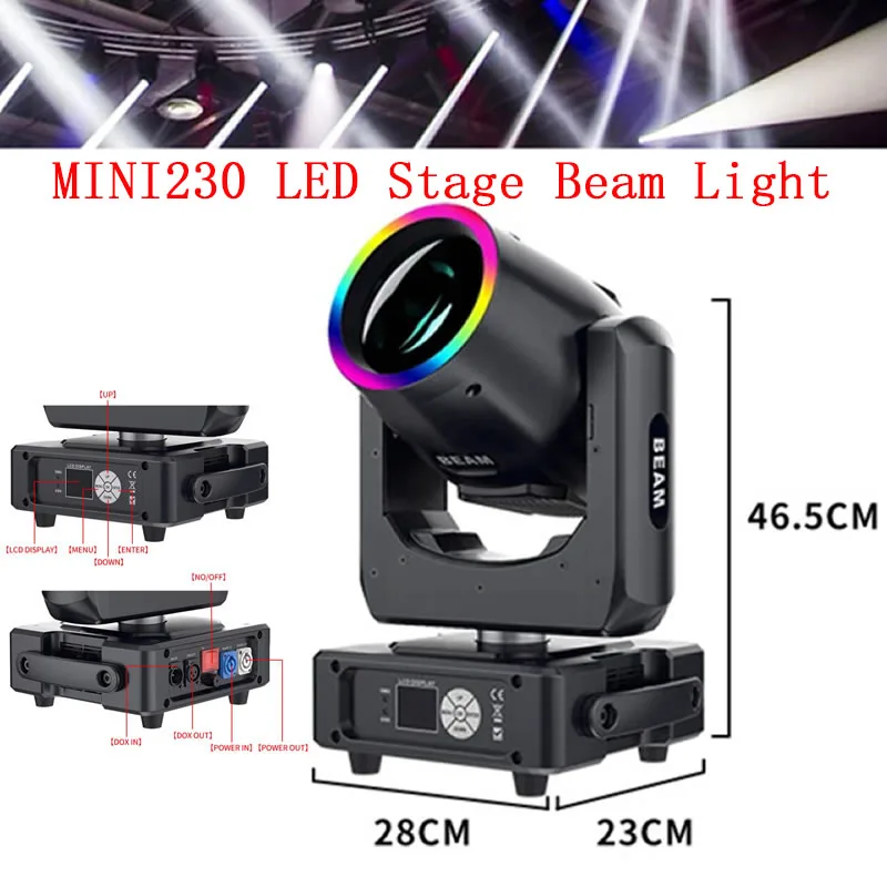 1-8PCS Mini 230W LED Stage Beam Lighting Moving Head Lamp Rainbow Effect DMX Control for Disco DJ Wedding Nightclubs Bar Party