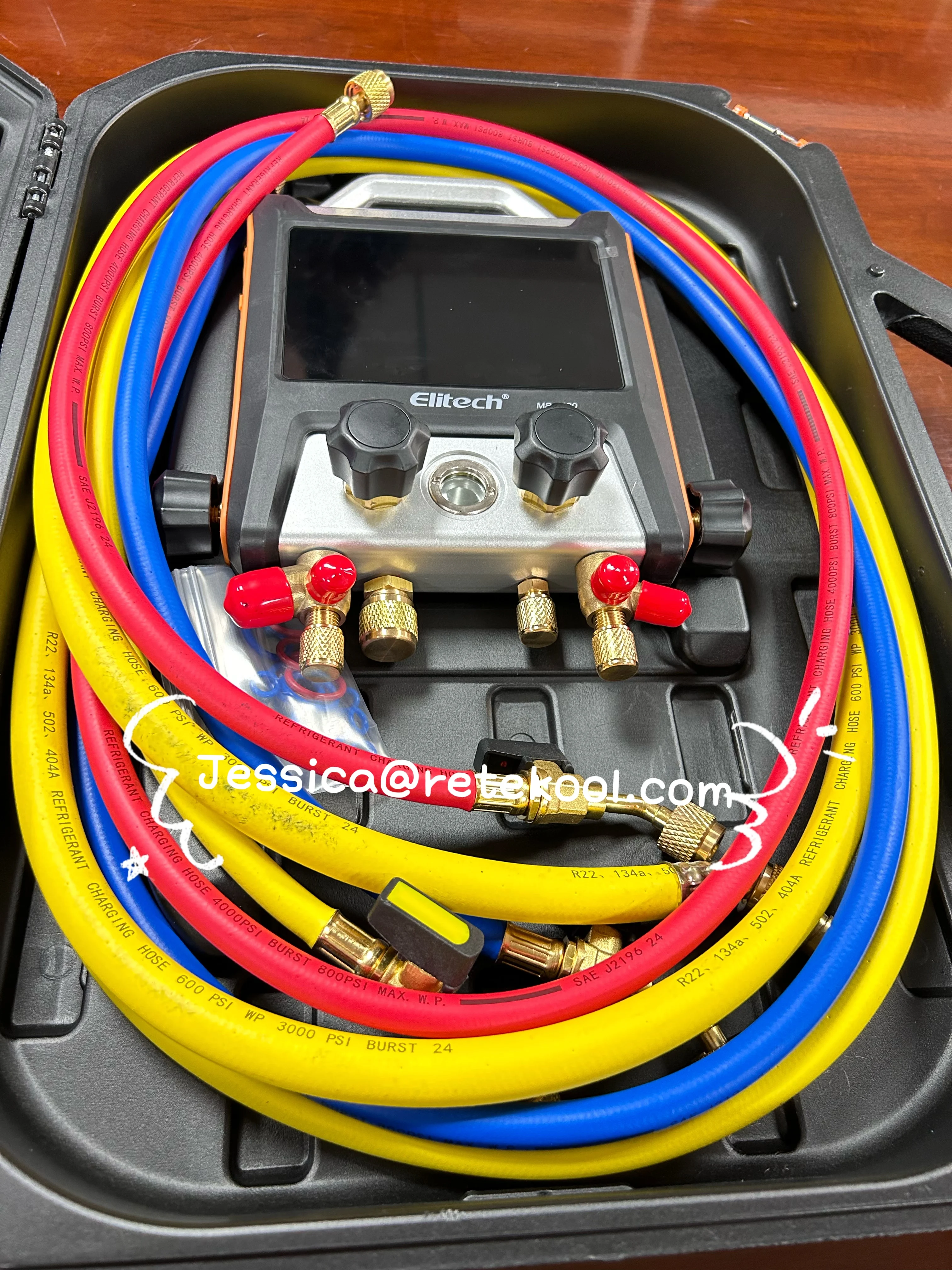 NEW Elitech MS-4000 Smart HVAC Digital Manifold Gauge 4-Way Air Conditioning Fitting with Micron Gauge Transmitter