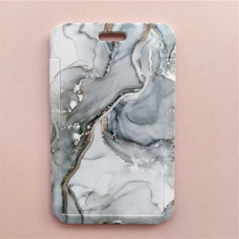 Marble Pattern Lanyard ID Badge Card Holder Office Worker Cardholder Cover Credit Card Case Card Protector Christmas Gift