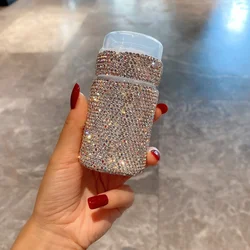 High-Looking Push-Type Dispensing Bottle, Artificial Diamond-Encrusted Accessible Luxury Portable Makeup Remover, Nail Polish Remover, Toner Dispensing Bottle