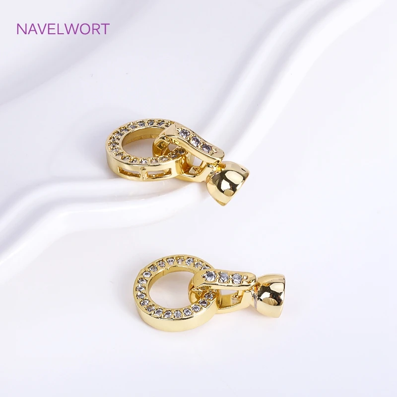 18K Gold Plated Heart Pearl Clasp Connector For Bracelet Necklace Making,Inlaid Zircon Hook Clasp,Brass Jewelry Accessories