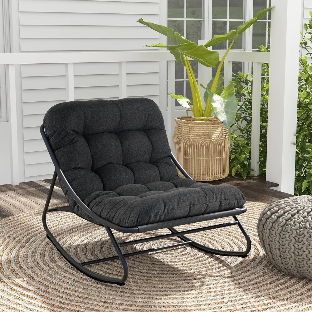 

Outdoor Rocking Chair Recliner Chair for Front Porch Sunroom Patio Backyard Comfy Rocking Lounge Chair for Napping Relaxing