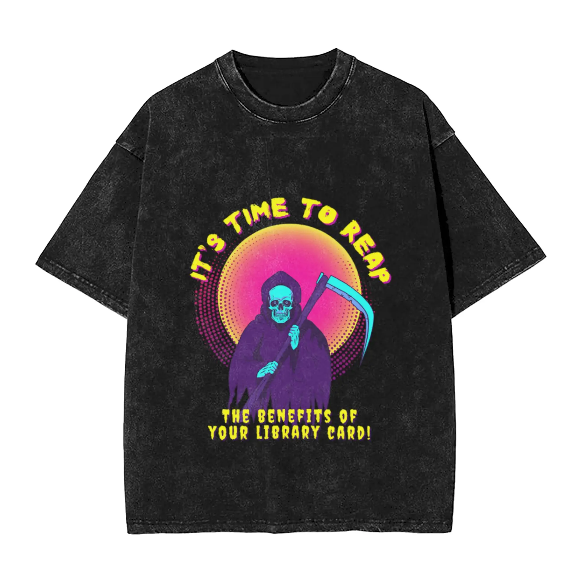 Its Time to REAP (the benefits of your library card!)  Classic A T-Shirt Oversized Short Sleeve Men's Women's Cotton Tees Tops