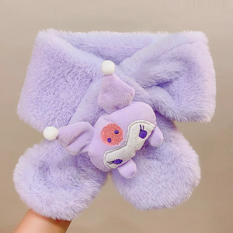 

Winter 2025 New Style Girls' Windproof and Warm Cross Scarf - Cartoon-style Necktie for Little Girls