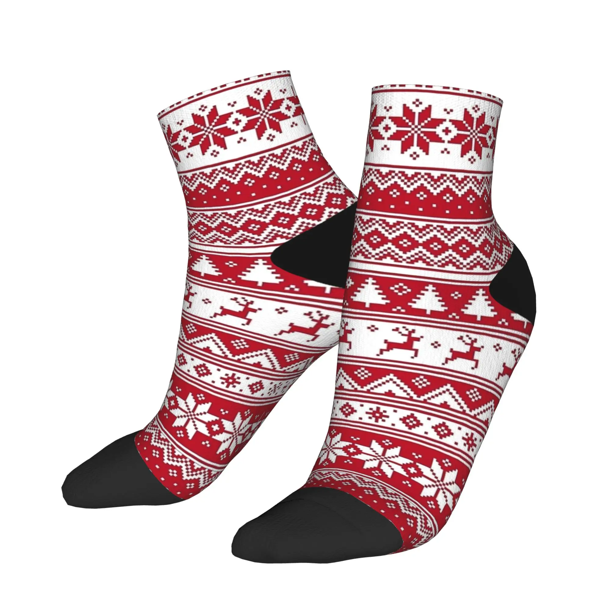Calcetines nórdicos y escandinavos de Navidad rojos, calcetines tobilleros góticos, calcetines informales antideslizantes de otoño para hombre, diseño suave para exteriores
