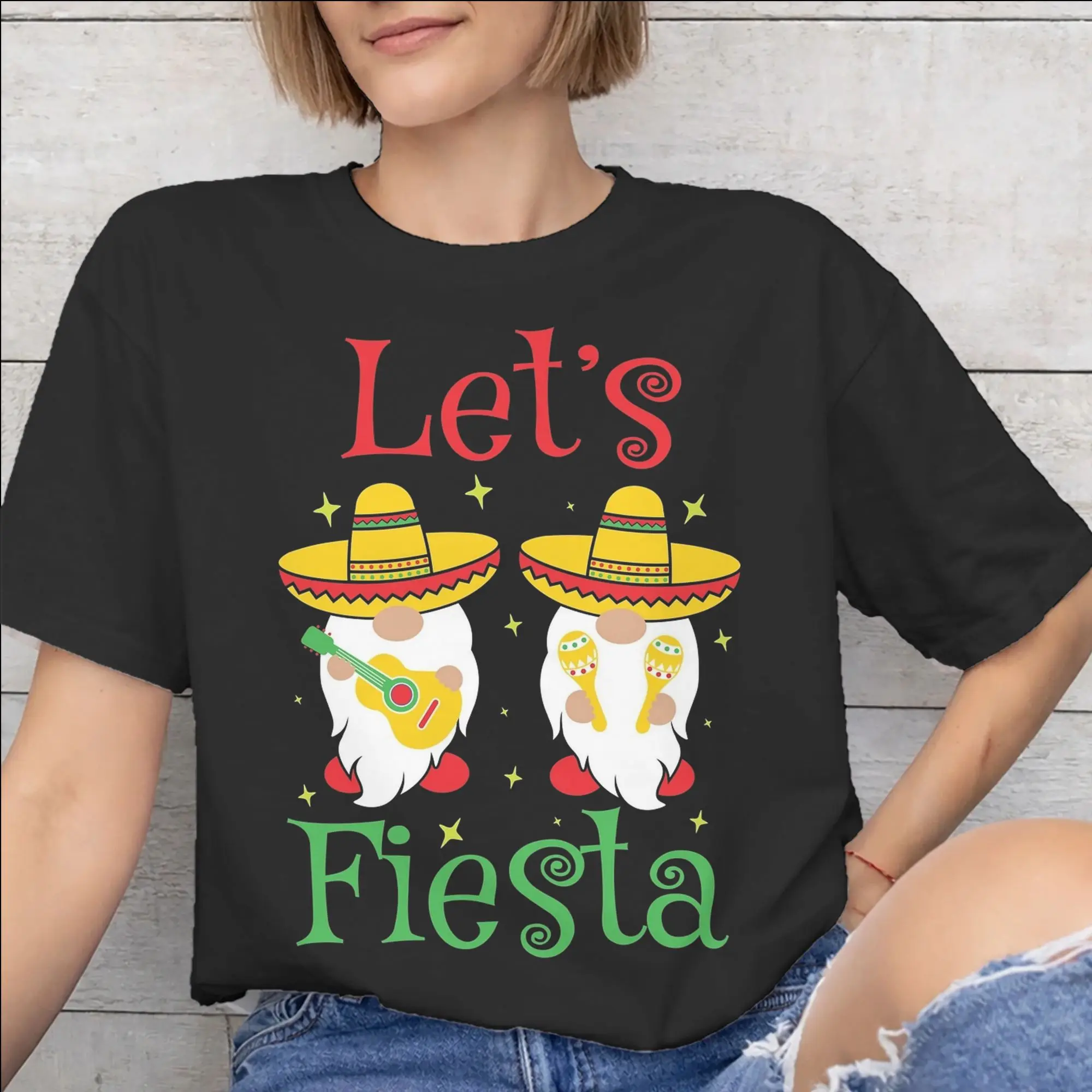 

Футболка Let's Fiesta Cinco De Mayo для мужчин и женщин, футболки с графическим принтом, хлопковая одежда