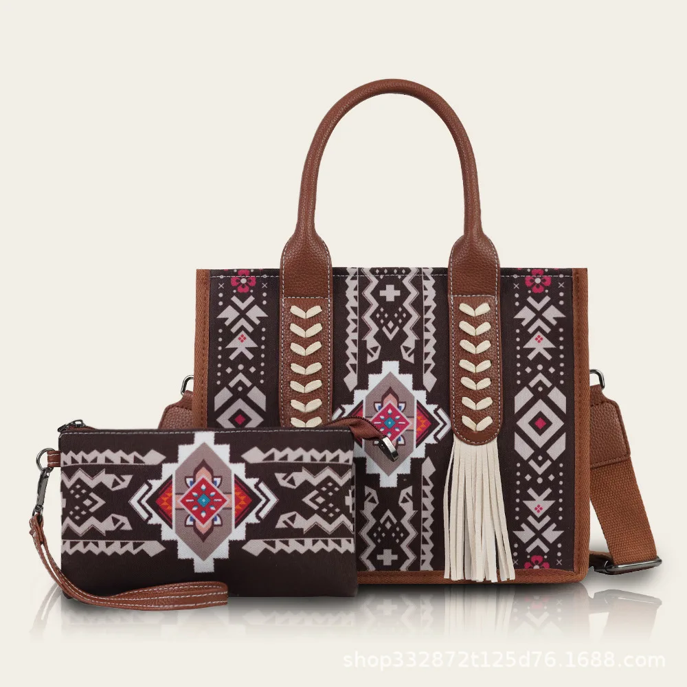 

Bohemian Tote Bag - Ethnic Fringe Design, Large Capacity Canvas Crossbody