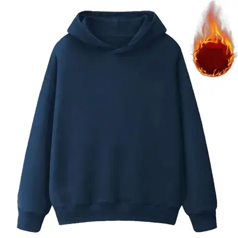 เสื้อฮู้ดผ้าพลัฌคลาสสิกสำหรับผู้หญิง ฤดูใบไม้ร่วง ฤดูหนาว สไตล์ลำลอง ทรงหลวม ให้ความอบอุ่นด้วยผ้าฟลีซ