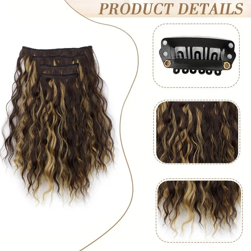 12 Zoll synthetische Clip-in-Haarverlängerungen Haar 4-teiliges Set gewellte lockige Haarverlängerung synthetische Haarteile für Frauen Mädchen – Detail 5