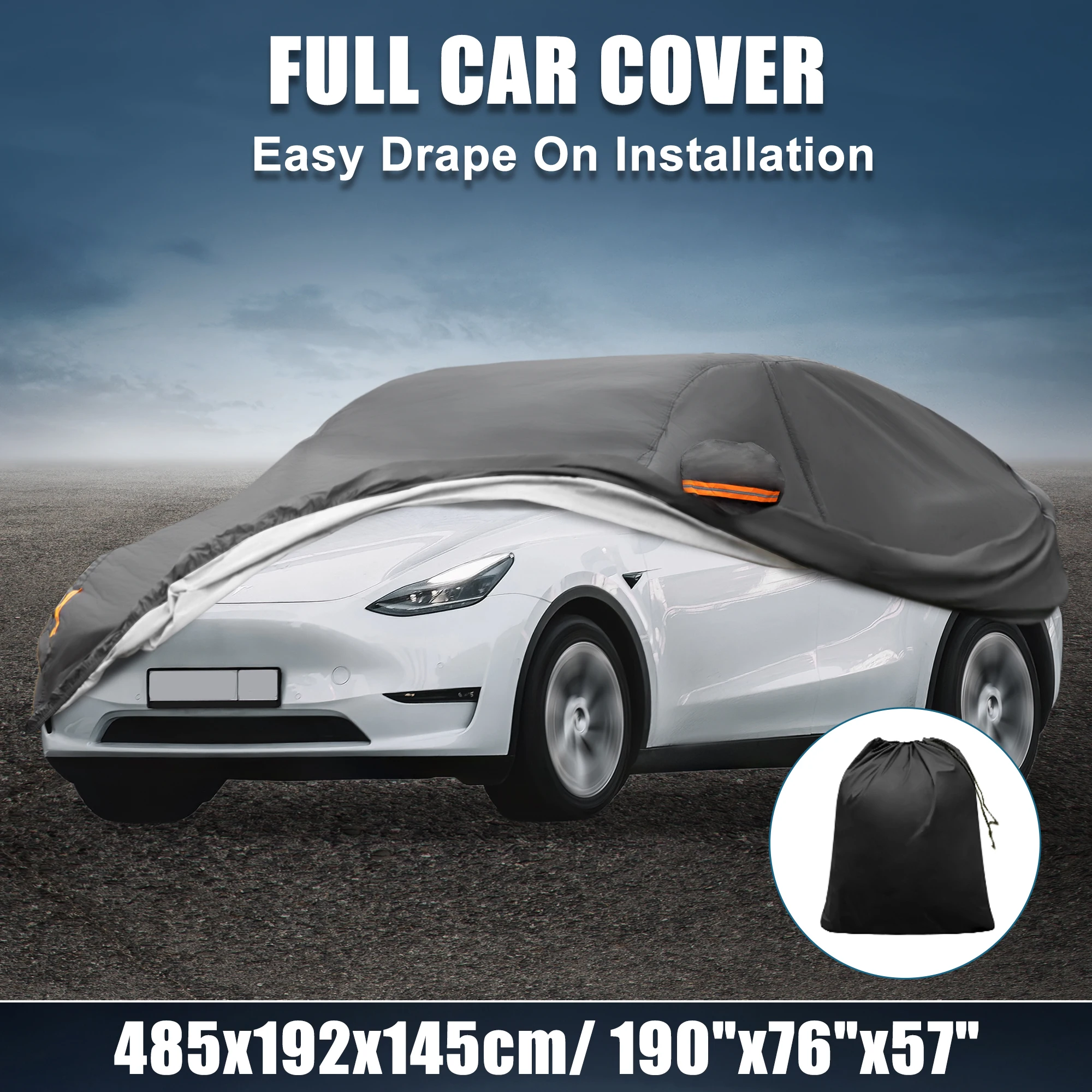 

X Autohaux Car Cover for Tesla Model Y 2020-2023 210T Polyester Outdoor Full Car Cover w/ Driver Door Zipper License Plate Vent