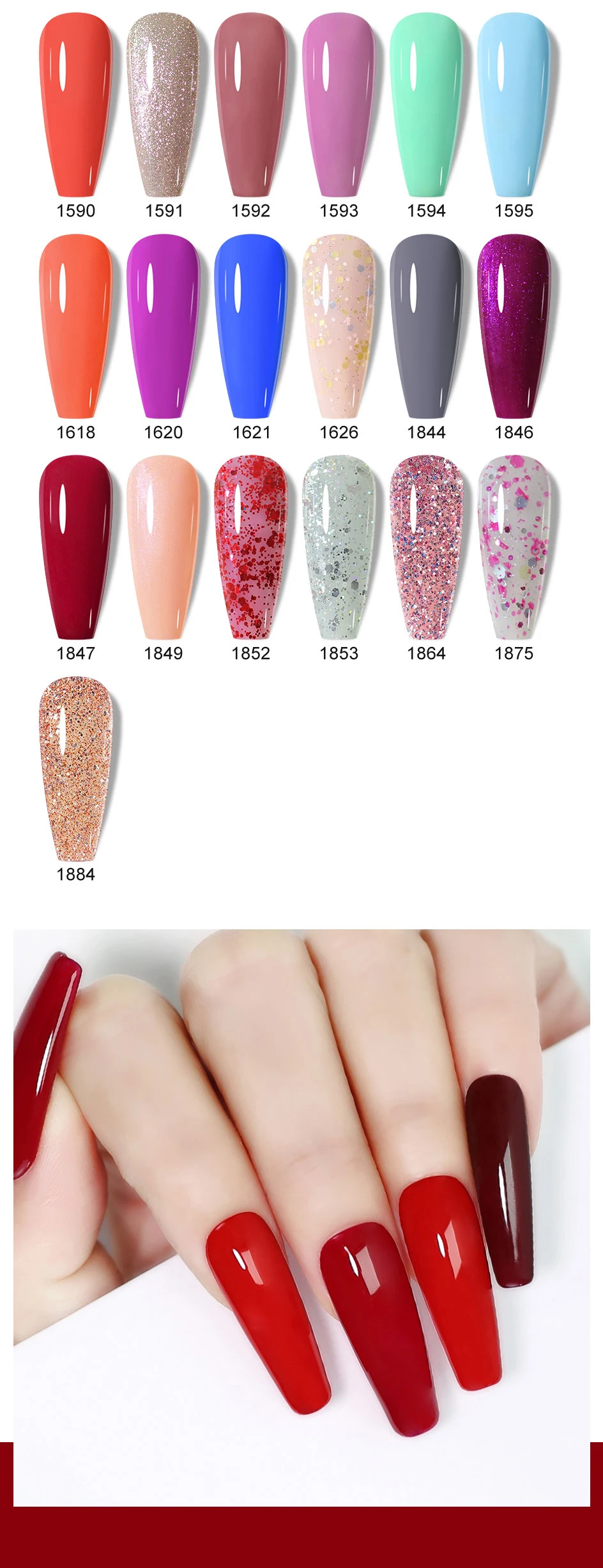 Clou Beaute 10/12/20/24-teiliges Gel-Nagellack-Set, 15ml Weißglasflasche, Nagelkunst-Kit, Semi-permanenter Gellack Nagellack – Detail 28