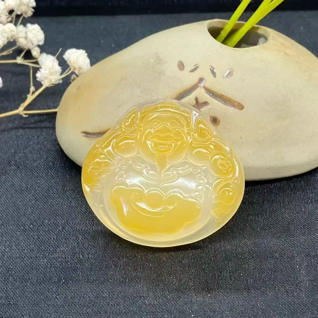 Rare primary colorsl High Ice Jade Marrow Buddha Pendant Pendant Necklace For Men Women Lucky Amulet Necklace Fine Jewelry