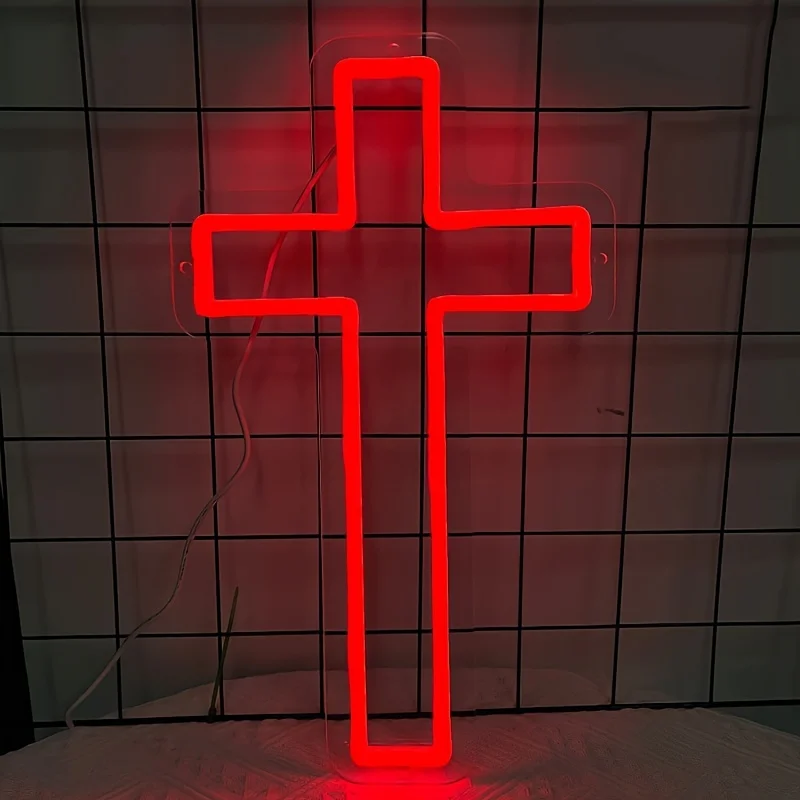 Cross Shape USB Neon Lamp - Vibrant LED Decor for Holiday Parties, Bar Atmosphere & Bedroom - Energy-Efficient, Ambient Lighting