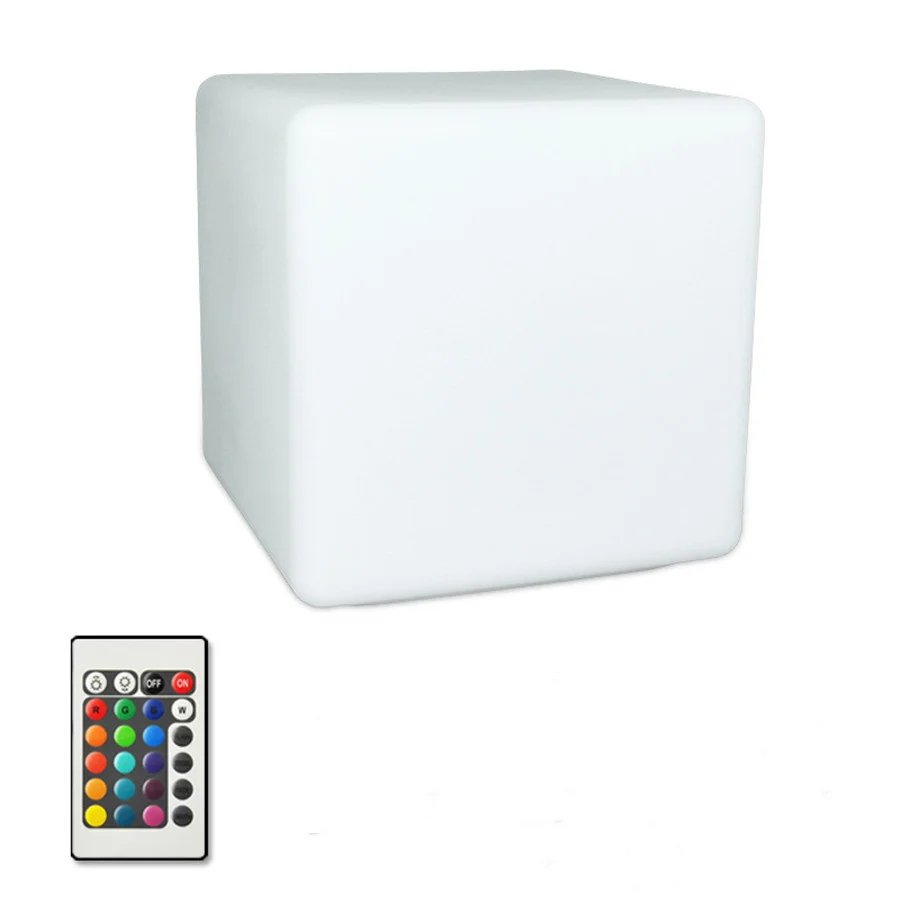 Lámpara de mesa LED con forma de cubo para decoración del hogar, luz nocturna cuadrada de 16 colores, alimentada por batería, KTV, 25/20/10CM