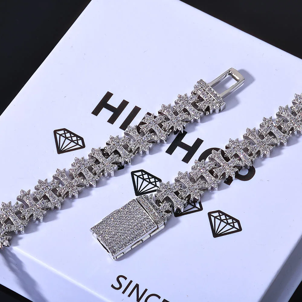 

ESKEEM 8MM Iced Out Cross Chain Hip Hop Bling Cubic Zirconia Cuban Link Necklace Jewelry for Men and Women Gift Drop Shipping