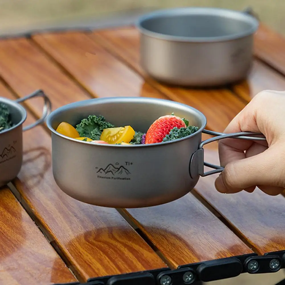 Ultraleichter Titan-Campingtopf, faltbar, tragbar, für Picknick, Camping, Instant-Nudelschüssel, Outdoor-Camping-Kochzubehör – Detail 22
