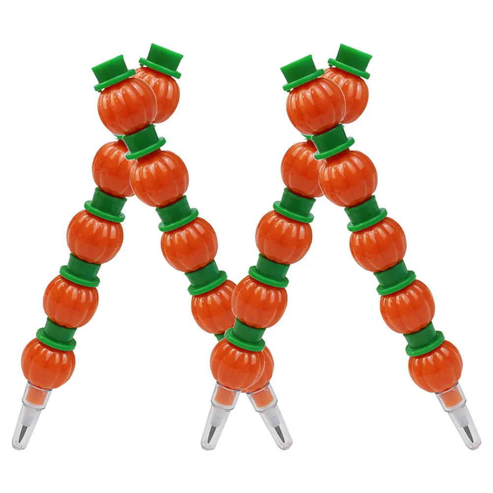 

4Pcs Stackable Pumpkin Pencils Cartoon No Sharpening School Writing Drawing Marking Halloween Party Favors Thanksgiving