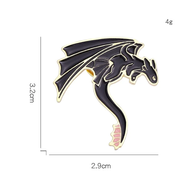 Monster Dragon Enamel Pins Custom Black White Western Dragon Brooches Lapel Badges Funny Puns Jewelry Gift for Kids Friends