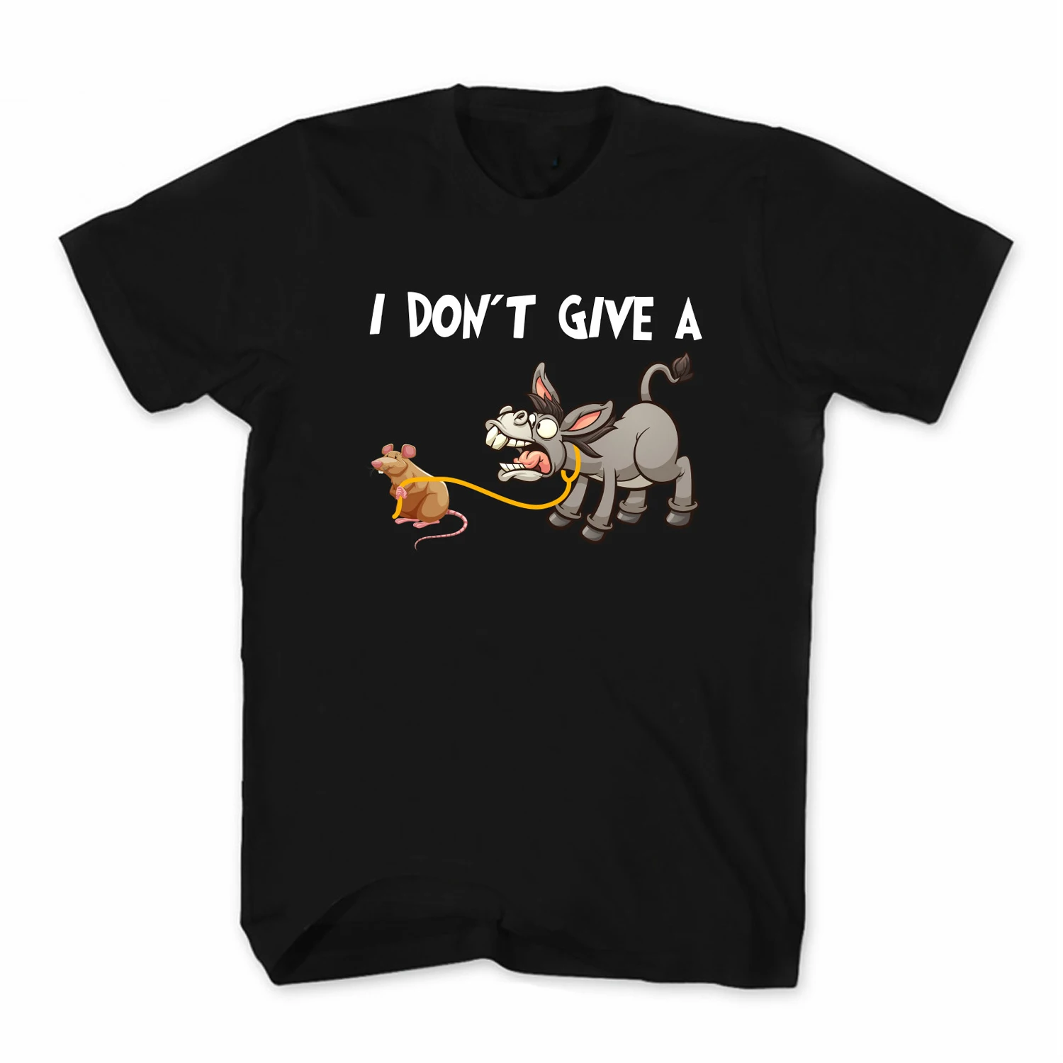 

I Don't Give A Rats Ass Funny Mouse Walking Donkey Mens T-Shirt. Summer Cotton Short Sleeve O-Neck Unisex T Shirt New S-3XL