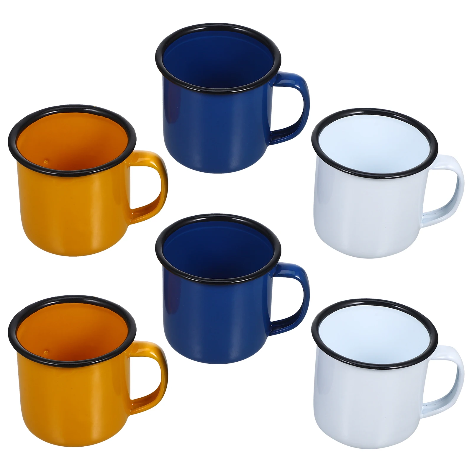 

6 pcs Vintage Enamel Cups Retro Thick Tea Mugs Colorful Home Office Drinkware for Coffee Water Juice Travel Easy Clean
