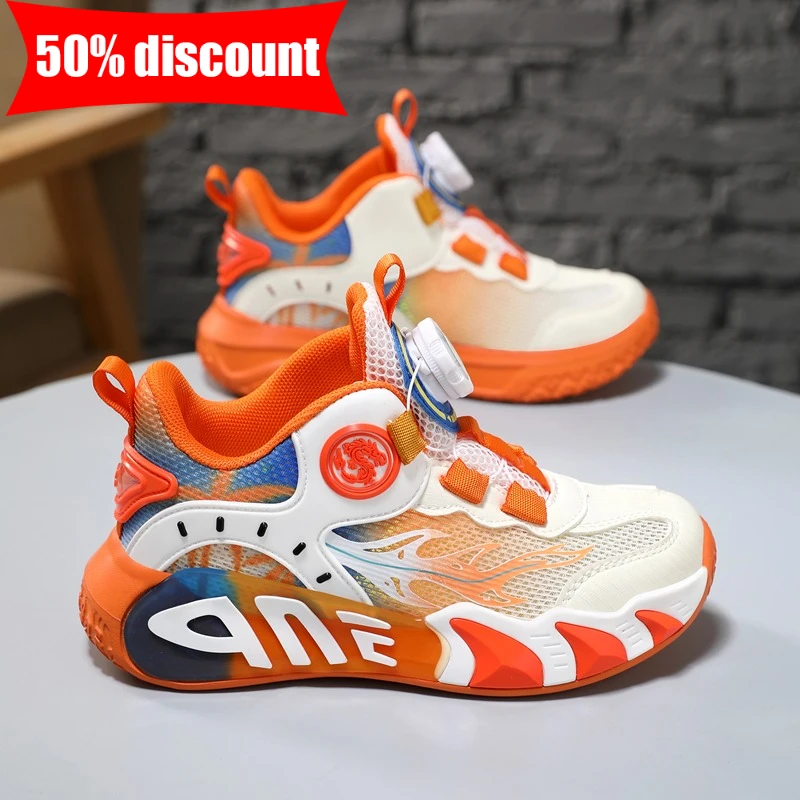 

Children Sports Shoes Fashion Rotating Buttons Casual Anti Slip Training Sneakers Wear-resistant Soft Sole Student Running Shoes