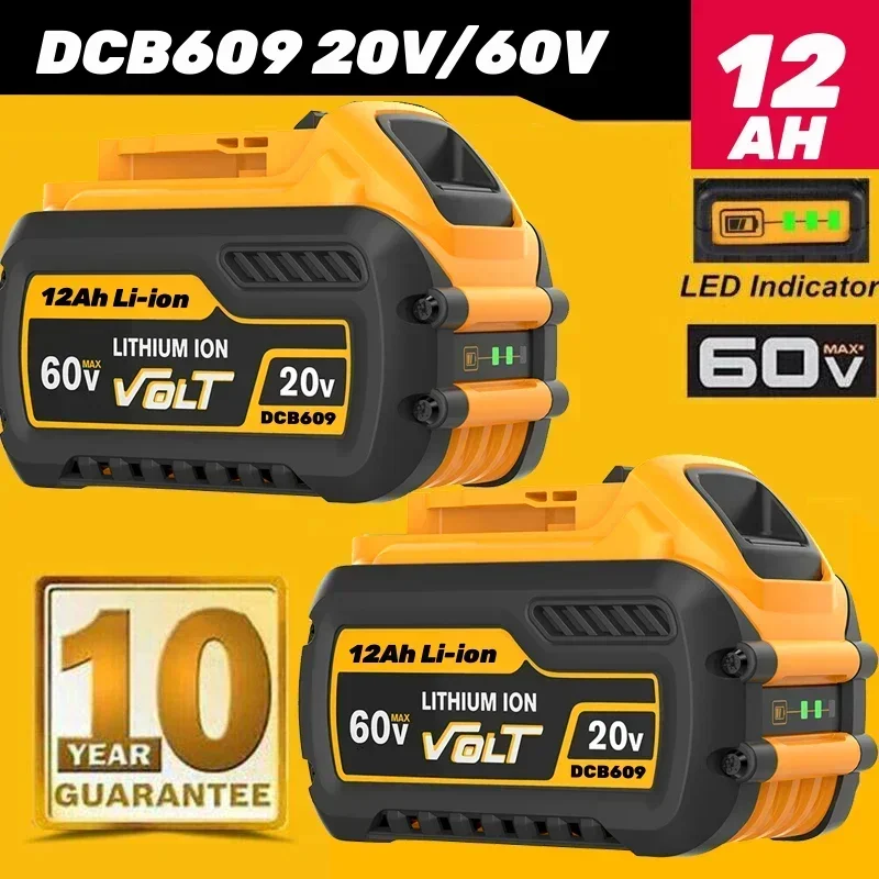 Bateria de substituição Li-ion para Dewalt DCB609, Bateria da ferramenta elétrica, DCB200, DCB606, DCB205, DCB206, DCB209, DCB182, 60V, 12000mAh