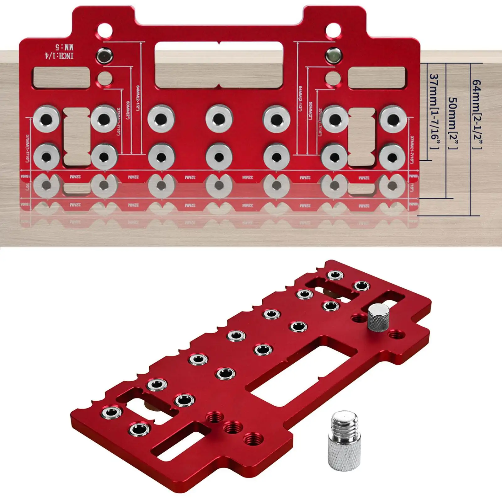 

Drill Guide Template Shelf Pin Jig Aluminum Alloy Practical 1/4 5mm for Wardrobe