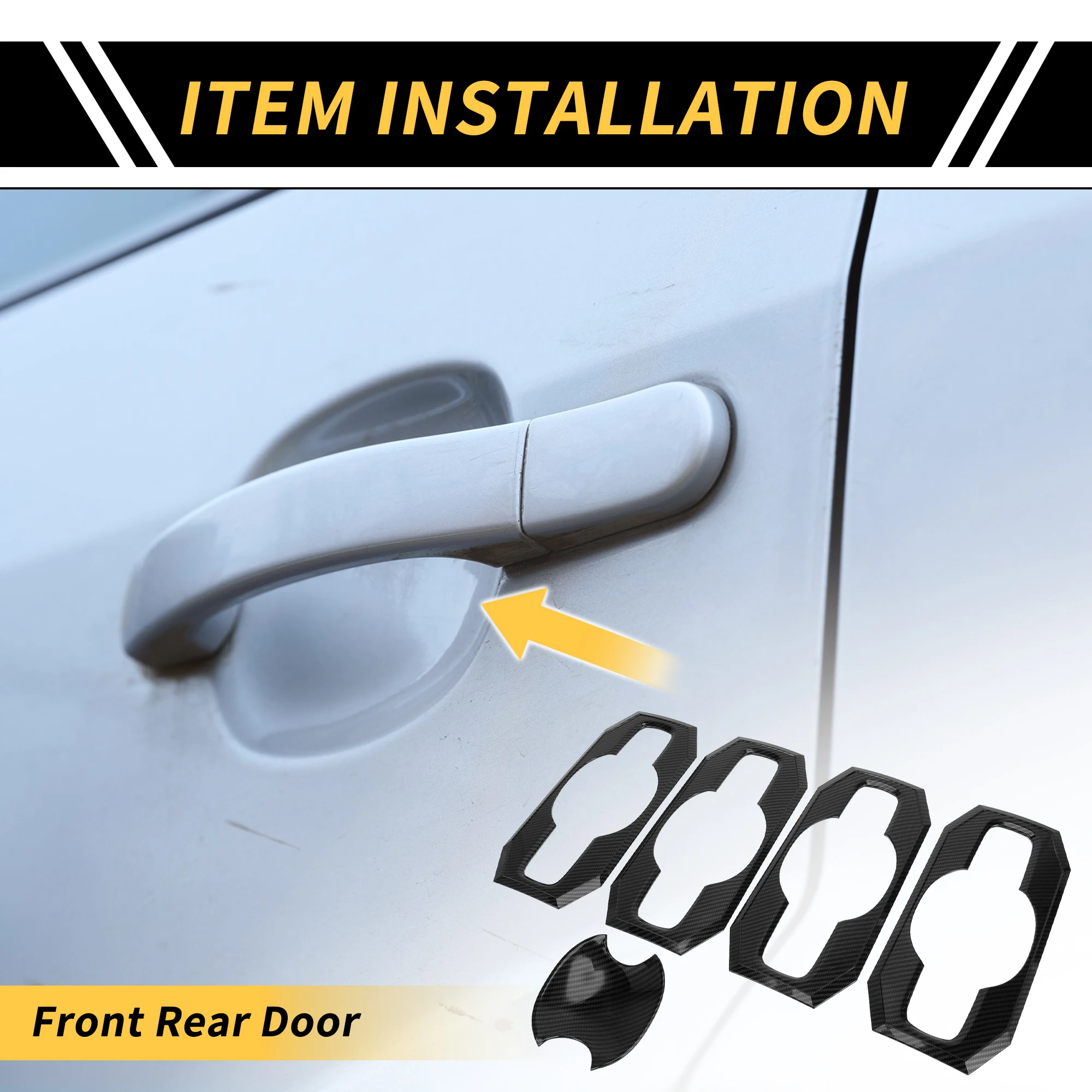 

UXCELL Carbon Fiber Pattern Front Rear Door Handle Bowl Cap Set for Toyota Tundra 22-24