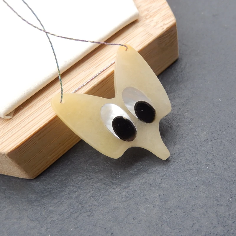 Natural Stone Animal Pendant Bead,Semiprecious Stones Obsidian,Rose Quartz,M.O.P. Pendant Bead Men Women 30x29x3mm 4g