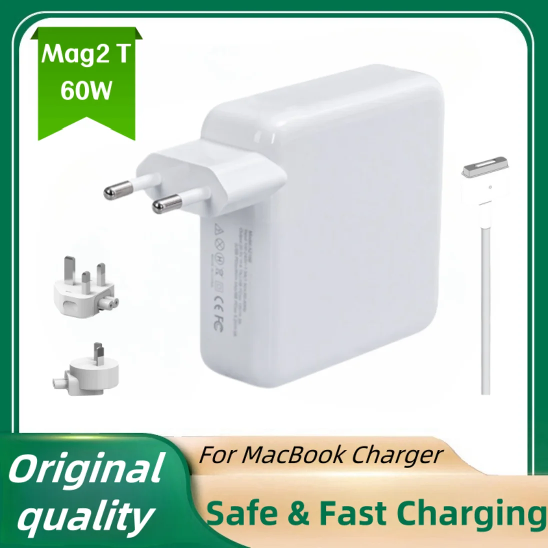 60W Magsafe 2 T Magnetic Charging Power Adapter for MacBook Air / Pro Series：A1502，A1425，A1435，Safe & Fast Charger Power Adapter