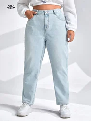 Jean effilé taille haute pour femme, pantalon en Denim, coupe longue, style sarouel, grande taille, collection printemps 2023