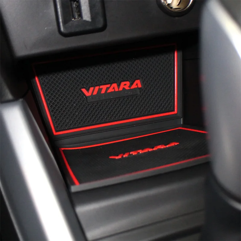 Car Anti-Slip Gate Slot Cup Mats for SUZUKI VITARA 2016-2020 Accessories Non-Slip Mat Car Sticker Interior Door Pad 17pcs