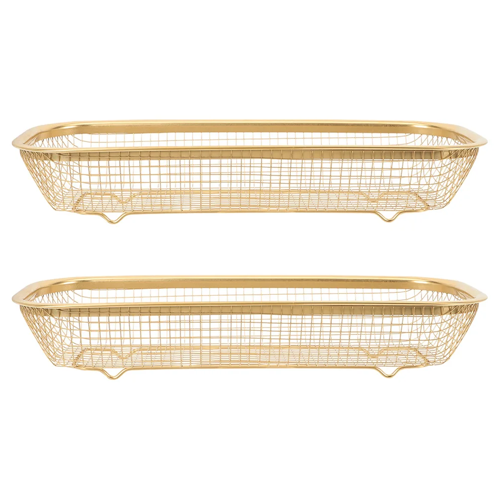 

2pcs Stainless Steel Chopsticks Basket Golden Kitchen Utensil Holder Cutlery Silverware Storage Container Drainage Ventilation