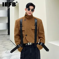 IEFB Korean Style Trend Jackets Men's Niche Design Leather Combination Fur Short Coat Fashion 2023 Autumn New Clothing 9C3372