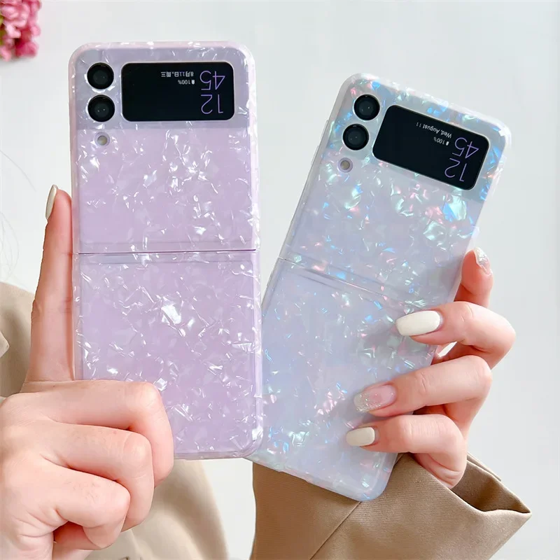 เคสโทรศัพท์หลายสีสำหรับ Samsung Galaxy Z Z flip 6 5 4 3เคสป้องกันด้านหลังสำหรับ ZFlip4 ZFlip5 ZFlip6