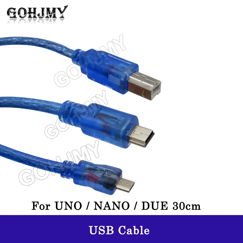 30cm USB Cable for Uno r3/Nano/MEGA 2560/Leonardo/Pro micro/DUE Blue High Quality A type USB/Mini USB/Micro USB 0.3m