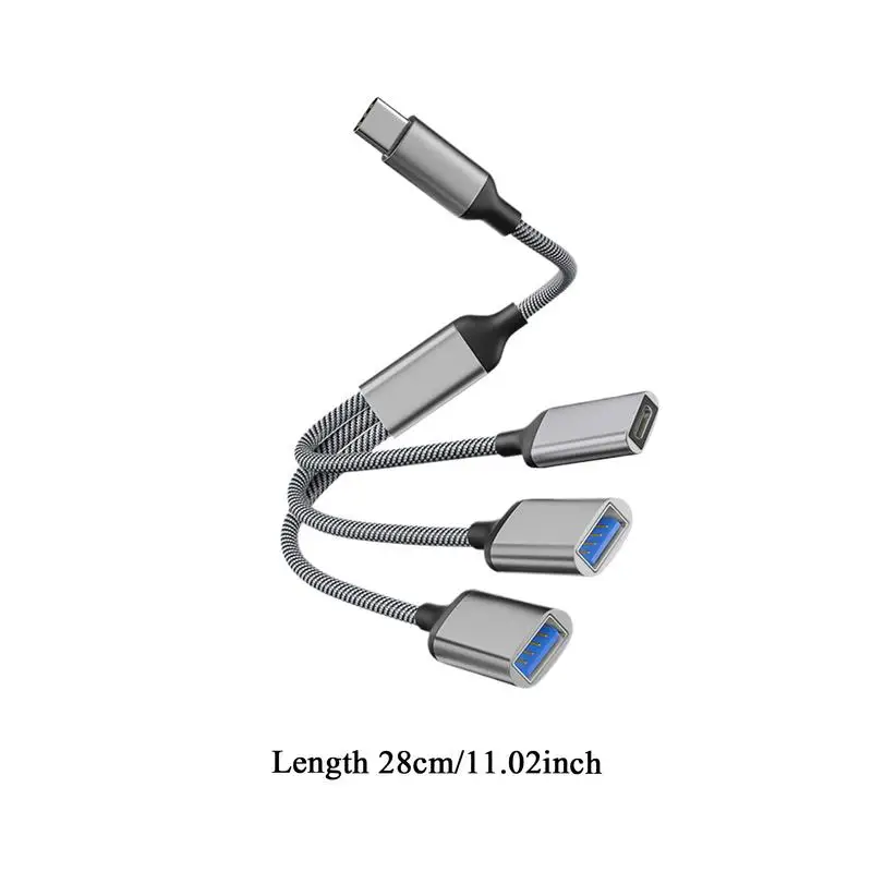 Split USB Cable Extension Adapter 1FT USB Splitter Cable 1 In 3 Out Extension Cord Adapter For Car Laptop PC Computer