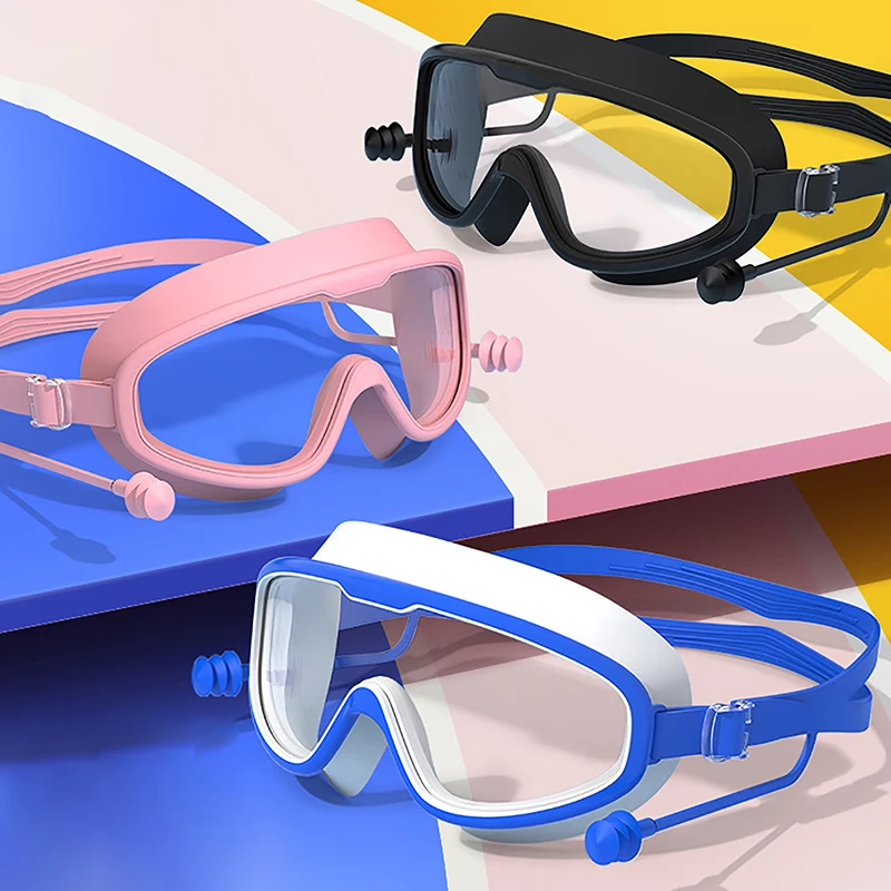 

Adult Anti Fog Swimming Goggles Diving Wide View Big Frame Swim Glasses With Earplugs Professional Diving Eyewear Swimming Pool