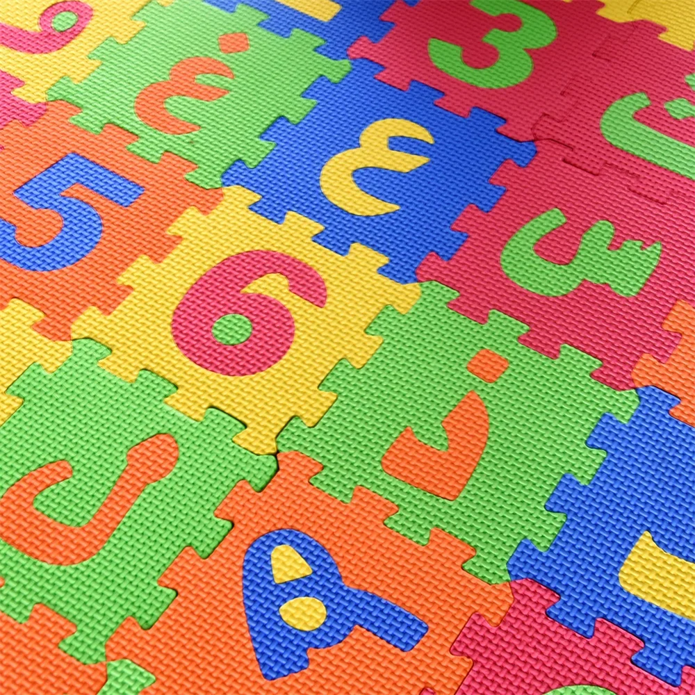 Arabische Kinderschaum-Spielmatte, 14 x 14 cm, ineinandergreifende Alphabet-Zahlen, Bodenpuzzles, bunte EVA-Fliesen, Mädchen und Jungen, weich, wiederverwendbar
