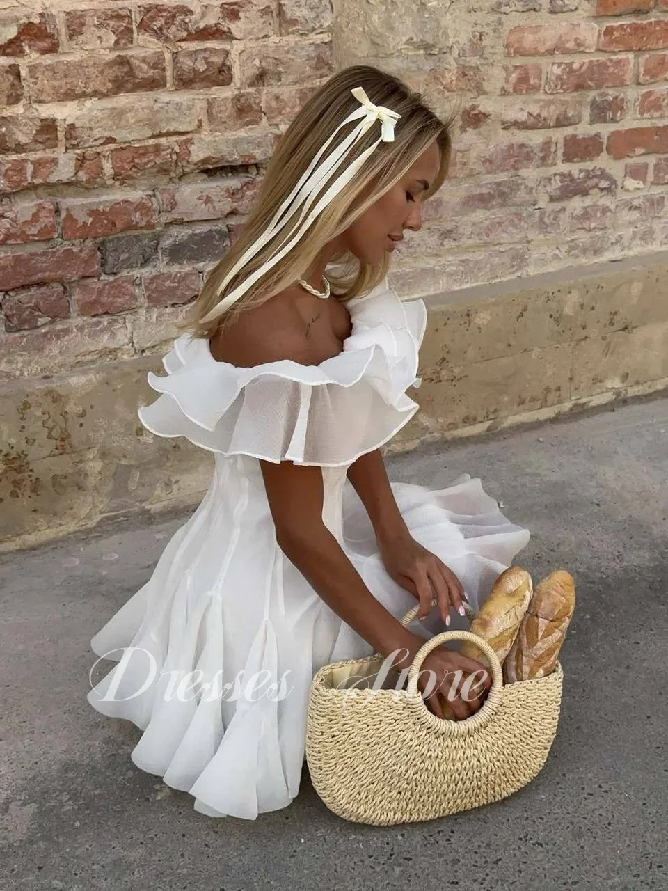 MD New Modern Off Shoulder A-line Mini Prom Gown Pleat Chiffon Ruffle robes de cocktail Corset Birthday Dress Customized 2025
