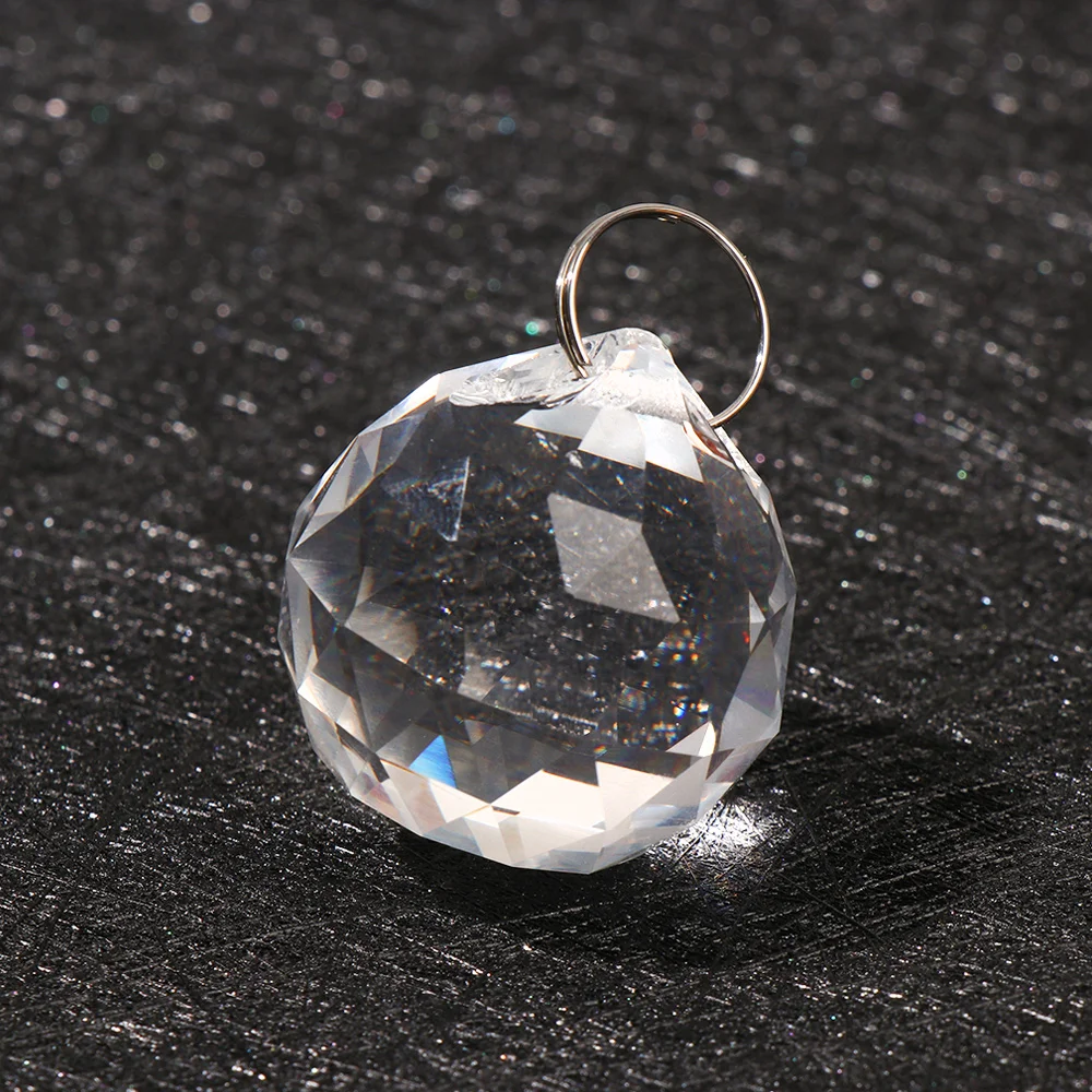 D9 2/3/4cm Glittery Faceted White Crystal Clear Pendant Crystal Ball Ornament Lighting Art Chandelier Parts Home Decor Accessory