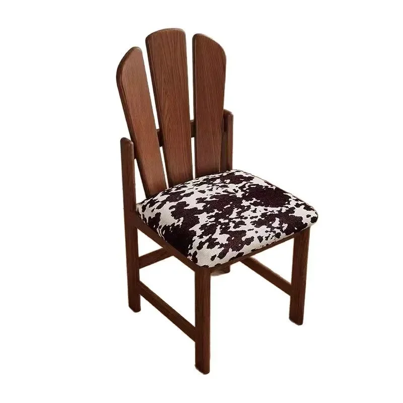 Retro solid wood dining chair peacock simple Internet celebrity back chair home