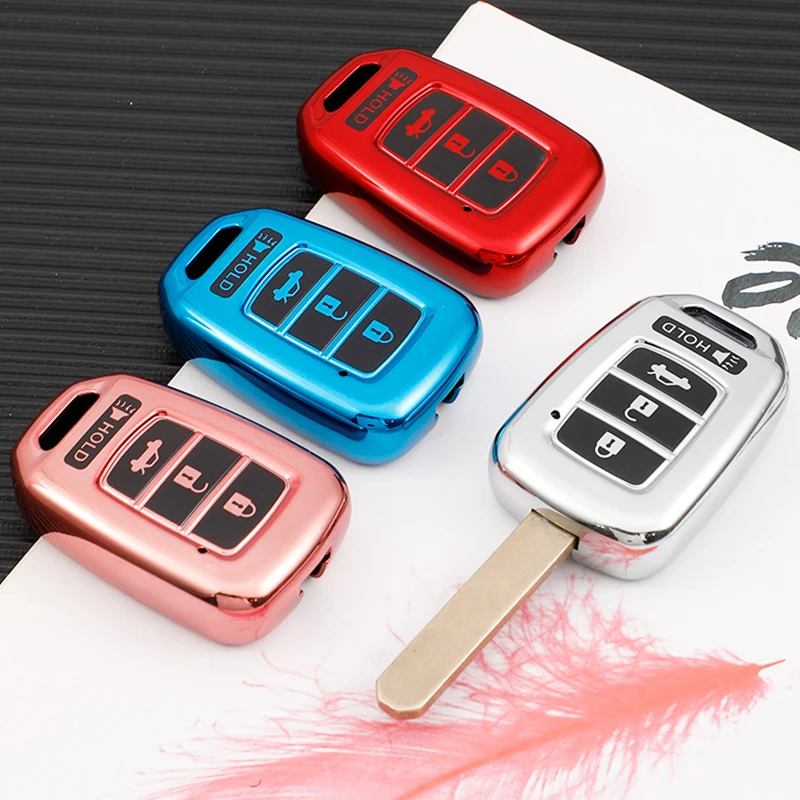 TPU Car 4Button Key Cover Case Shell for Honda Accord CRV Civic Jazz HR-V HRV 2013 2014 2015 2016 Key Protector Accessories