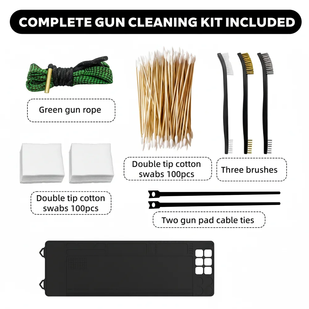 Gun Cleaning Mat Rope Brush Cotton Pad Swab Kit Gun Maintenance Mat with Magnetic Dots Pistol Rifle Gun Repair Mat Cleaning Tool view 6