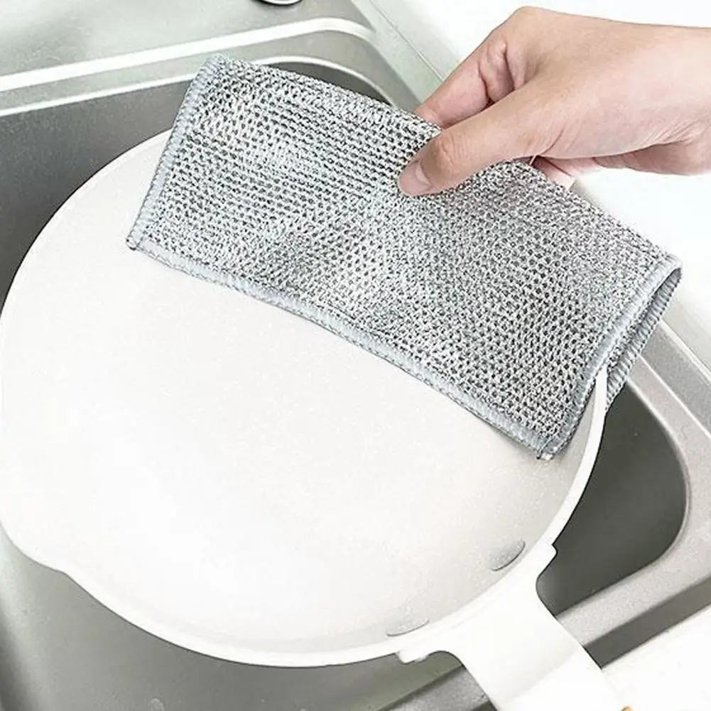 Oil Stain Remover Pad Quick-drying Dishcloth 10pcs Non-scratch Wire Dishcloth Set for Powerful of Cookware Kitchen Rags for Dry