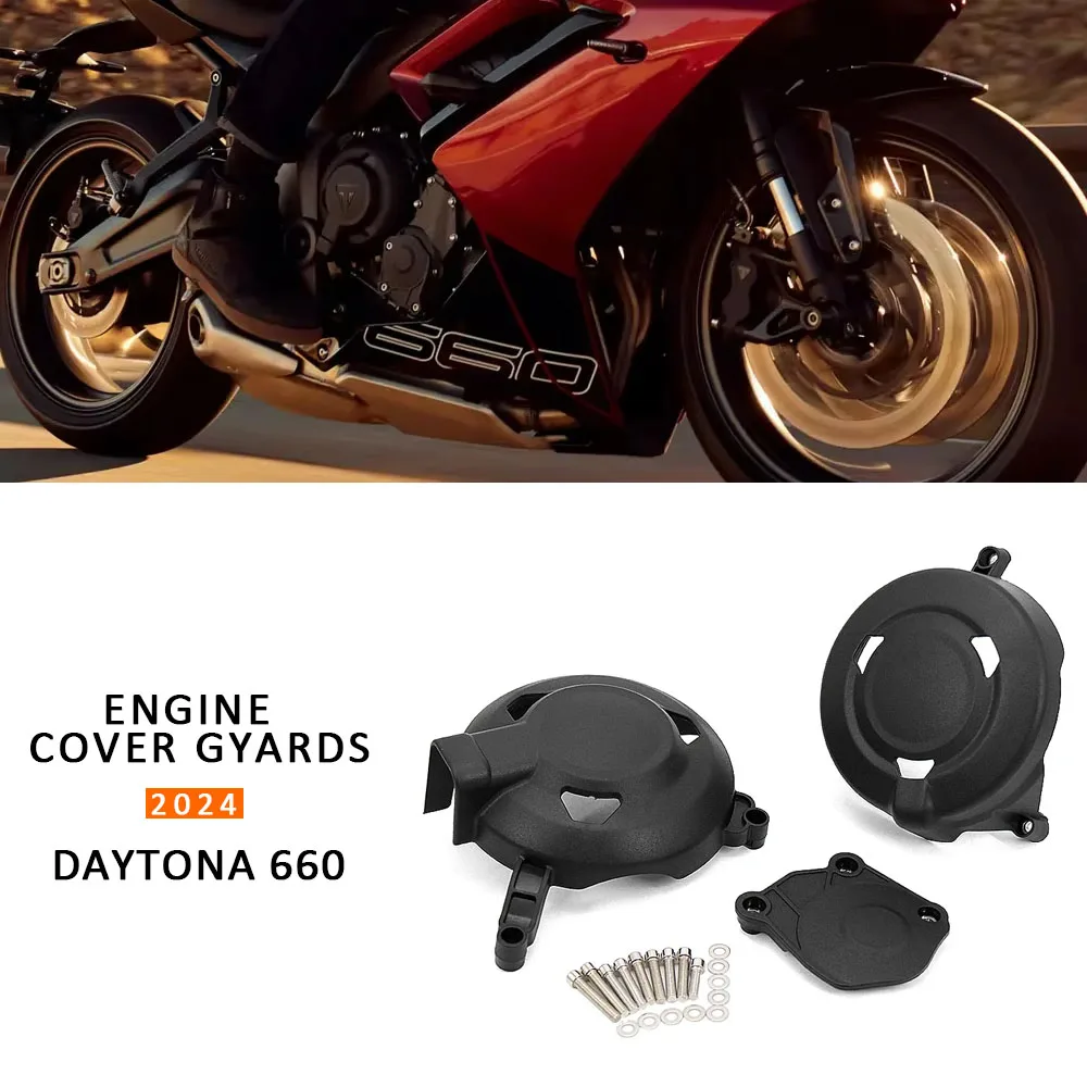 

Black Left and Right Engine Cover New Motorcycle Accessories Protection Case For Daytona 660 DAYTONA 660 2024